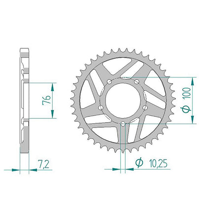 AFAM Kettenrad STAHL #525 R1/R6 44 Zähne