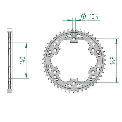 AFAM Kettenrad STAHL #525 Bohrung 10,5 mm 47 Zähne