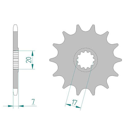 AFAM Kettensatz für Motorhispania Furia 50 96-98 420 MX2G Kettenkit