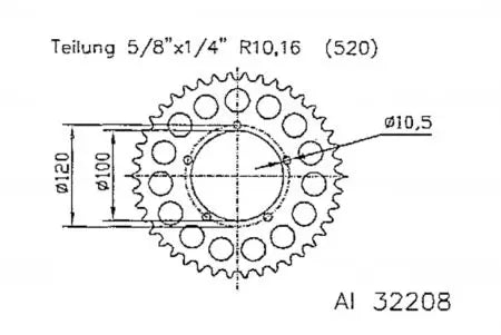 Alu-Kettenrad 41Z Teilung 520 silber