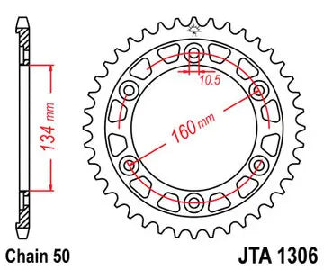 Alu Kettenrad JT JTA1306.43, 43 Zähne Teilung 530