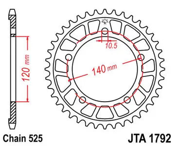 Alu Kettenrad JT JTA1792.43, 43 Zähne Teilung 525