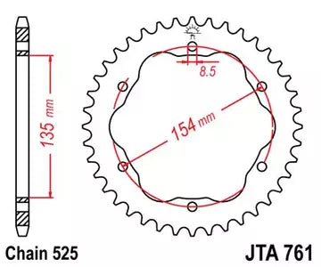Alu Kettenrad JT JTA761.38, 38 Zähne Teilung 525 do adaptera 15493