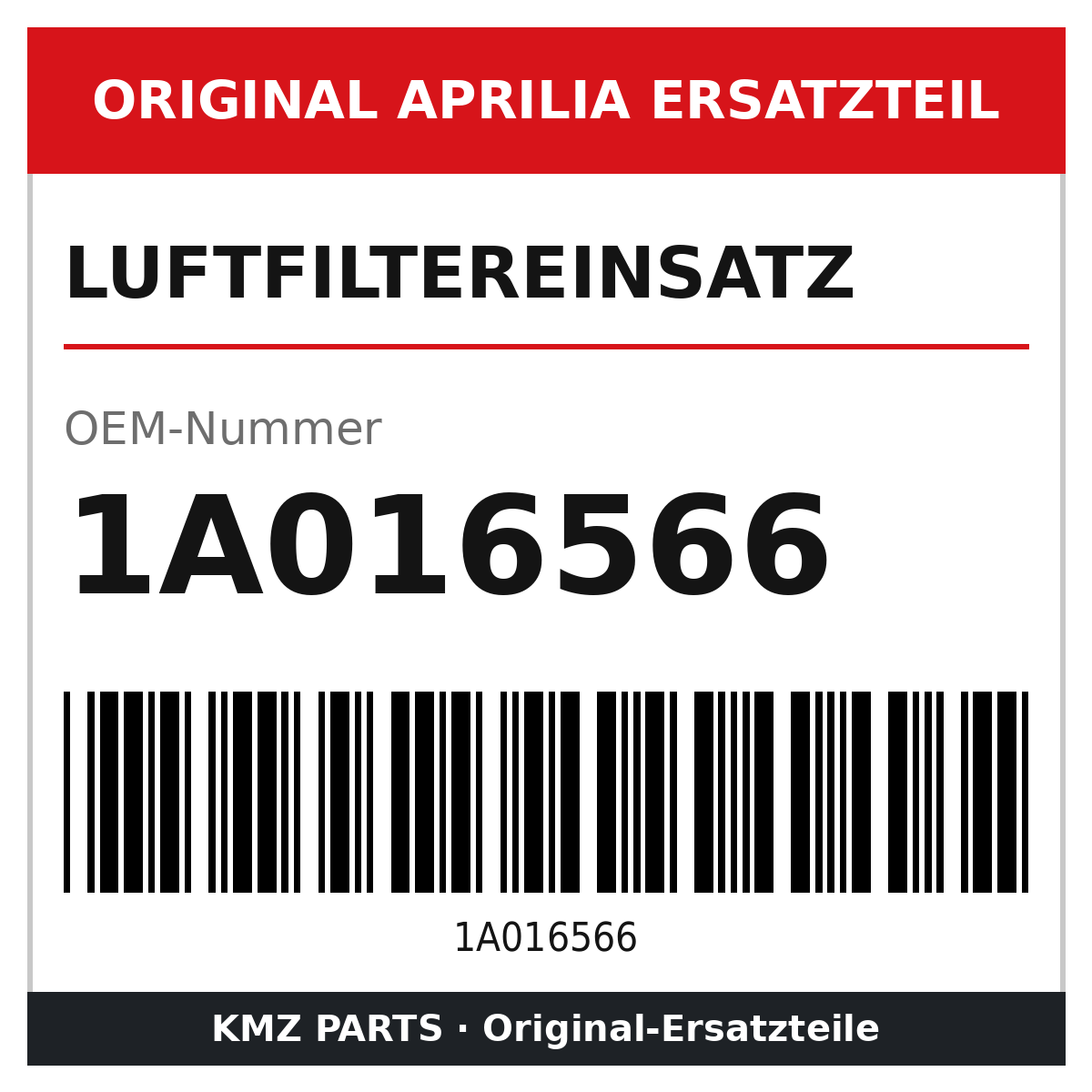 Aprilia Luftfiltereinsatz 1A016566 Original