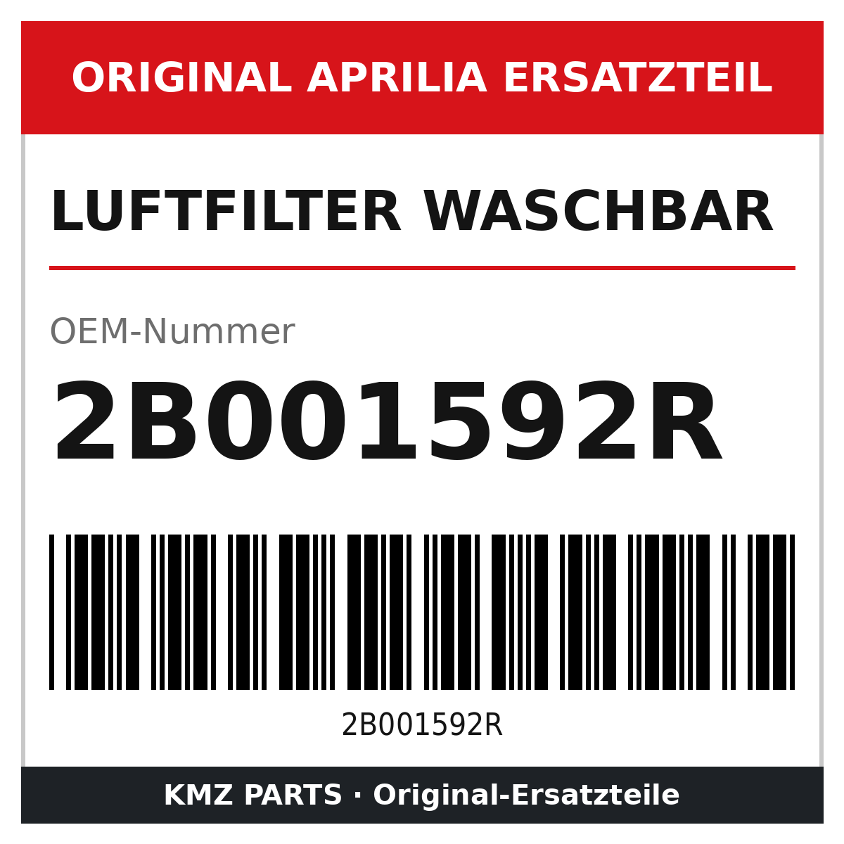 Aprilia Luftfilter 2B001592R Original