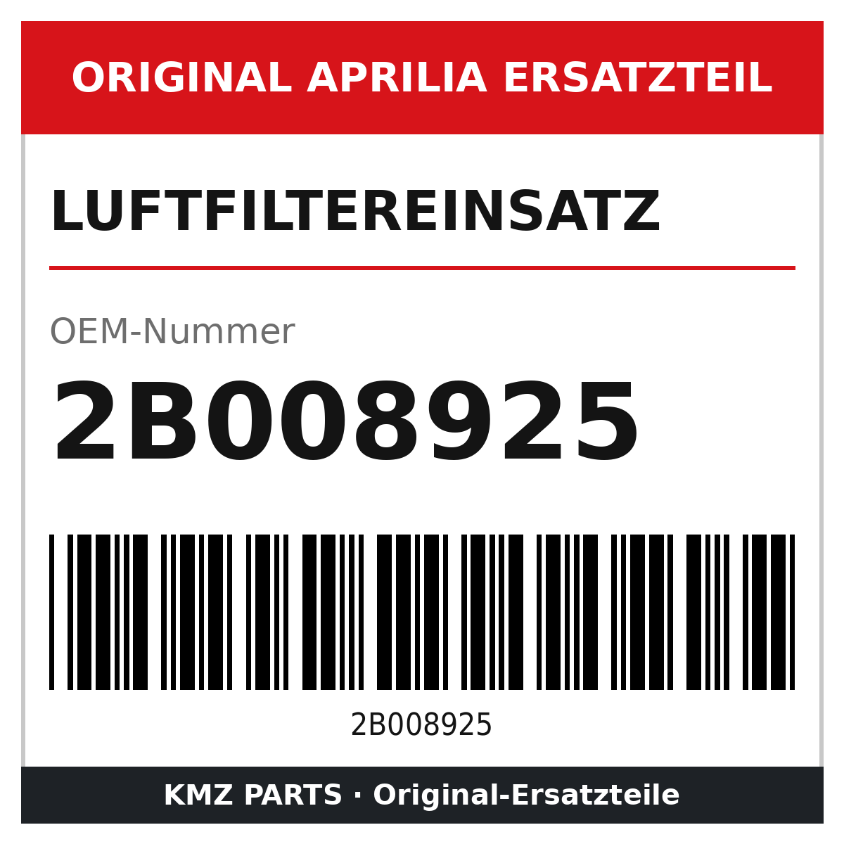 Aprilia Luftfiltereinsatz 2B008925 Original
