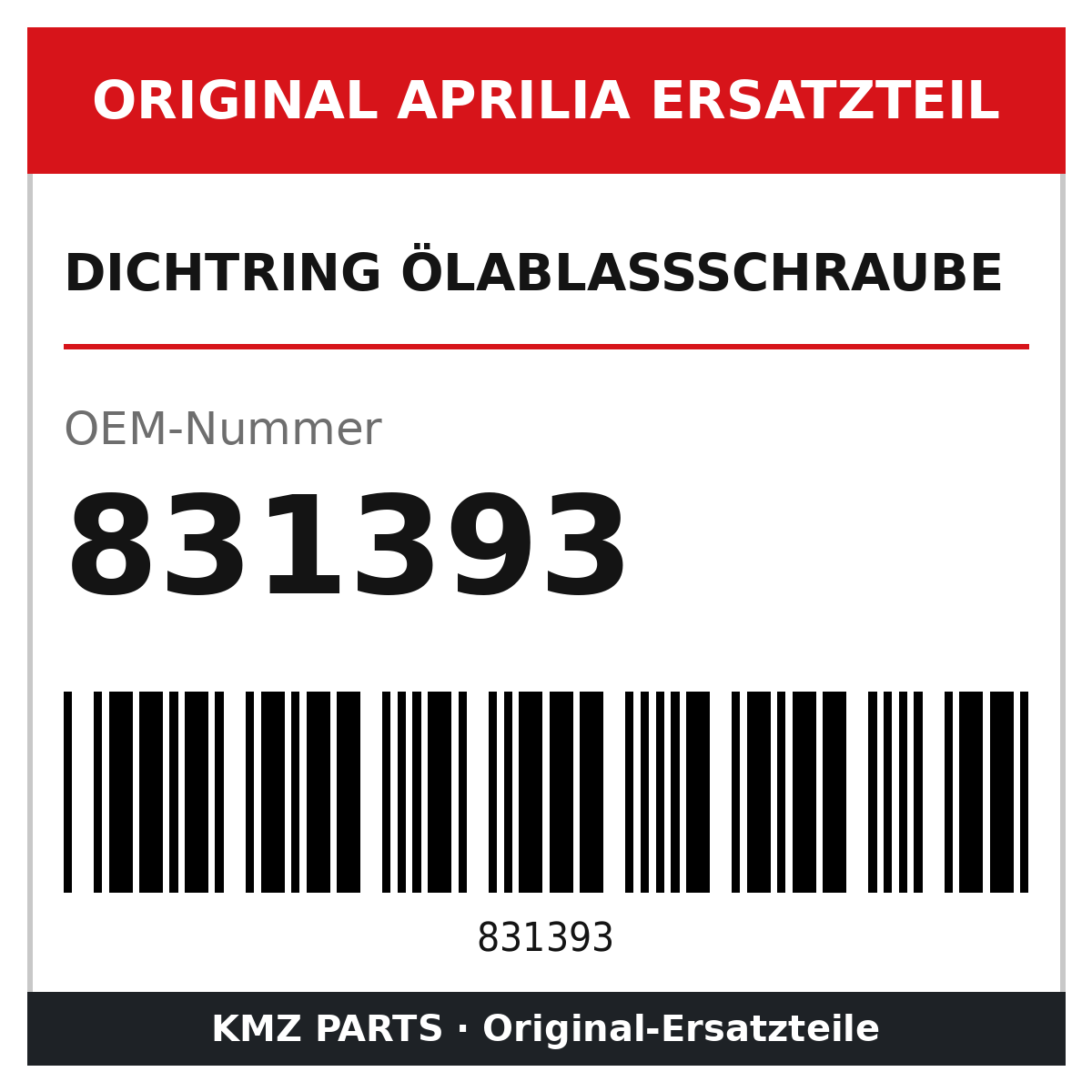 Aprilia Dichtring Ölablassschraube 831393 Original