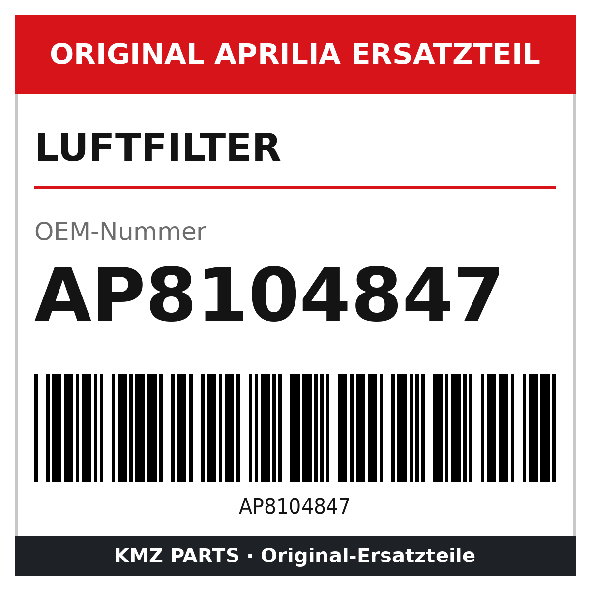 Aprilia Luftfilter AP8104847 Original