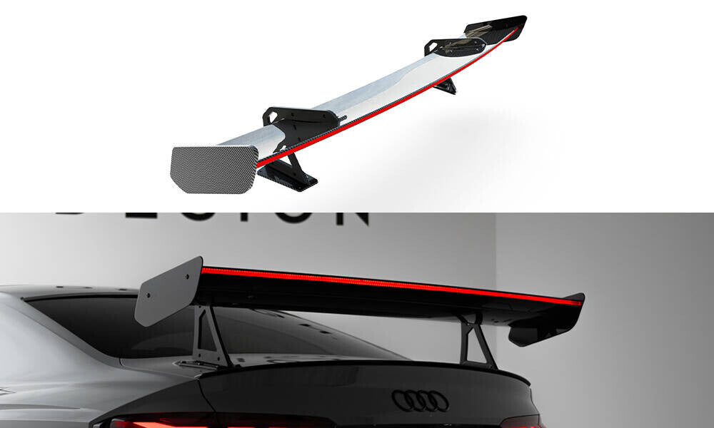 Carbon Heckspoiler Heckflügel mit Schwan Halterung + LED passend für Audi A5 / A5 S-Line / S5 / RS5 Coupe F5 / F5 FL