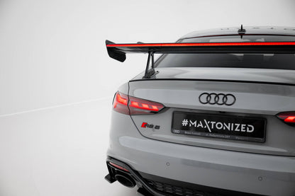 Carbon Heckspoiler Heckflügel mit Schwan Halterung + LED passend für Audi A5 / A5 S-Line / S5 / RS5 Coupe F5 / F5 FL