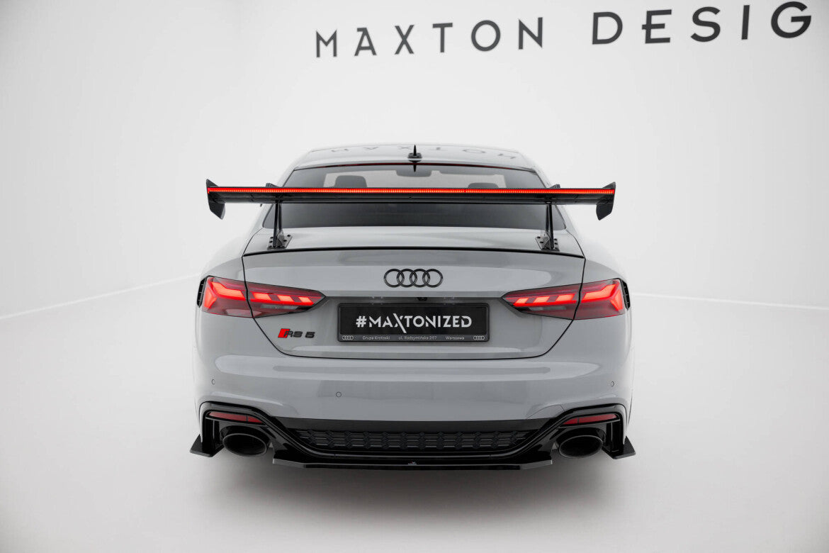 Carbon Heckspoiler Heckflügel mit Schwan Halterung + LED passend für Audi A5 / A5 S-Line / S5 / RS5 Coupe F5 / F5 FL