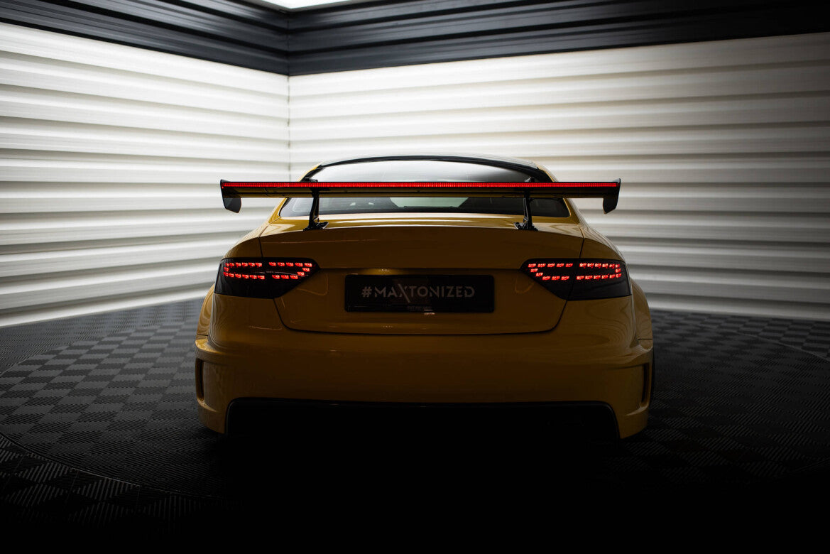 Carbon Heckspoiler Heckflügel mit Schwan Halterung + LED passend für Audi A5 Coupe 8T