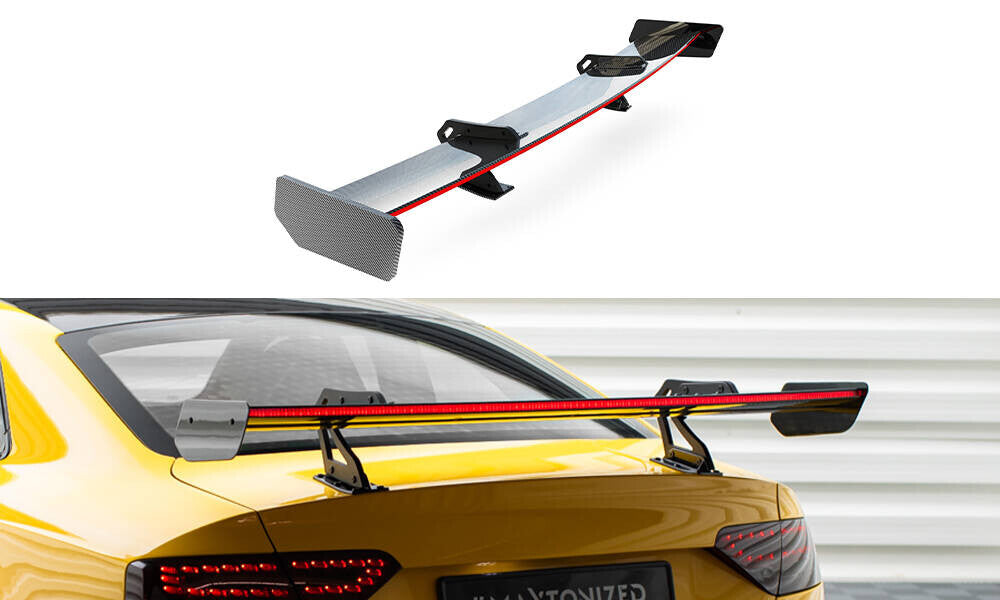 Carbon Heckspoiler Heckflügel mit Schwan Halterung + LED passend für Audi A5 Coupe 8T