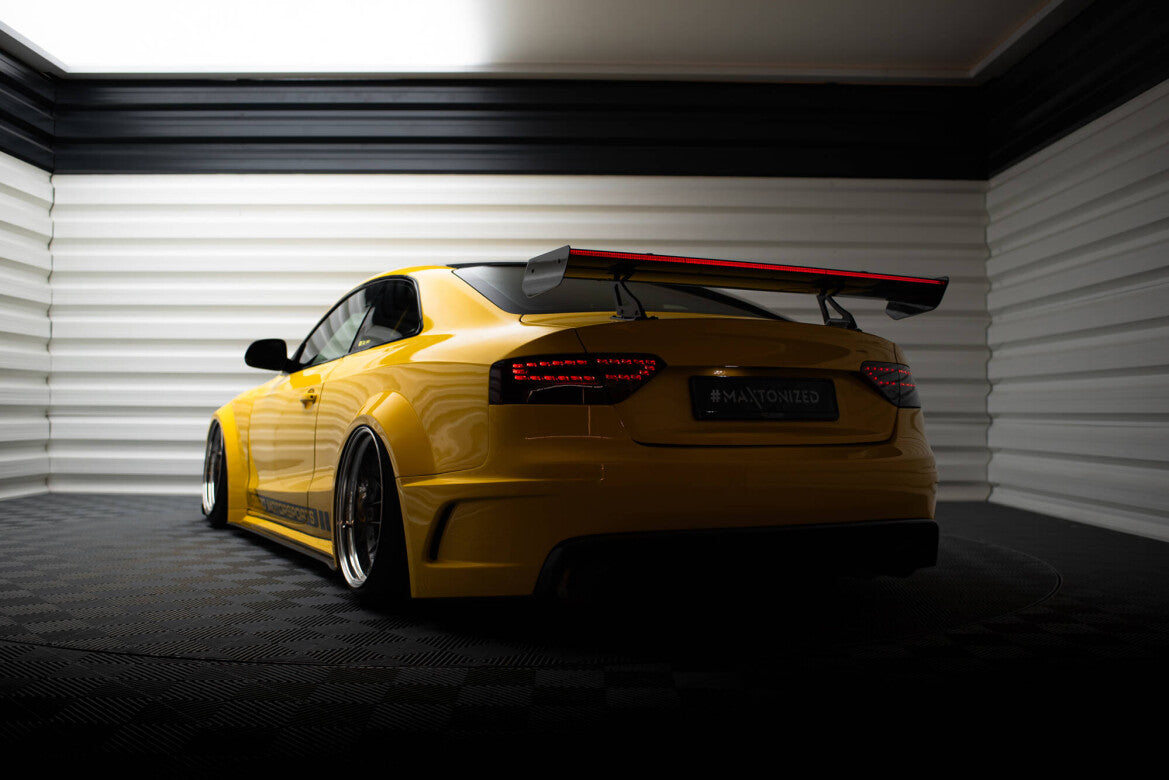Carbon Heckspoiler Heckflügel mit Schwan Halterung + LED passend für Audi A5 Coupe 8T