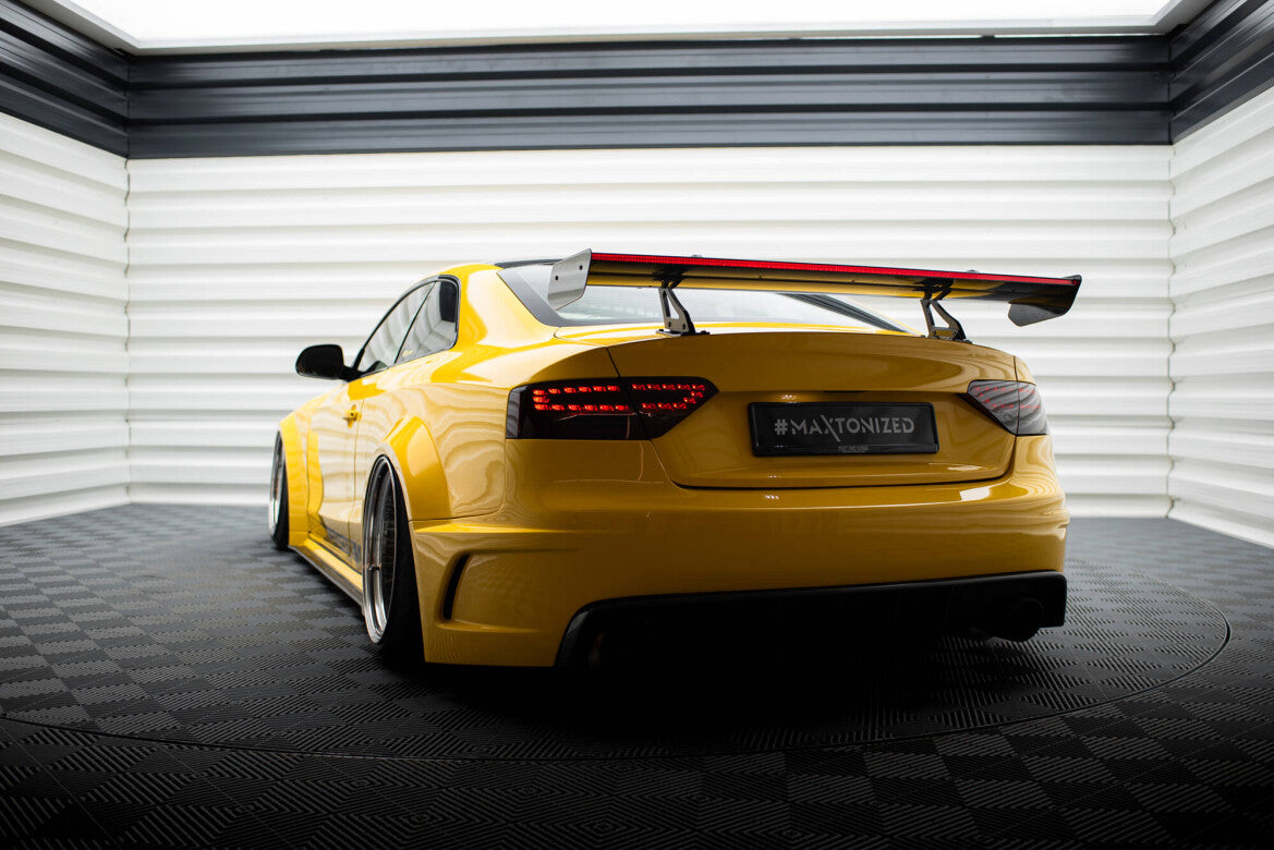 Carbon Heckspoiler Heckflügel mit Schwan Halterung + LED passend für Audi A5 Coupe 8T