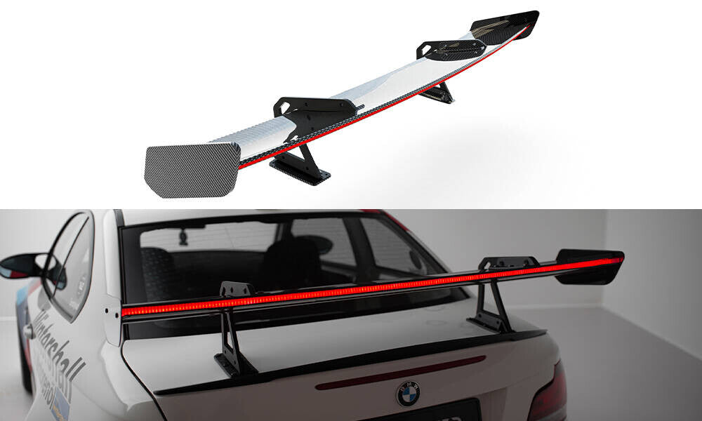Carbon Heckspoiler Heckflügel mit Schwan Halterung + LED passend für BMW 1er M E82