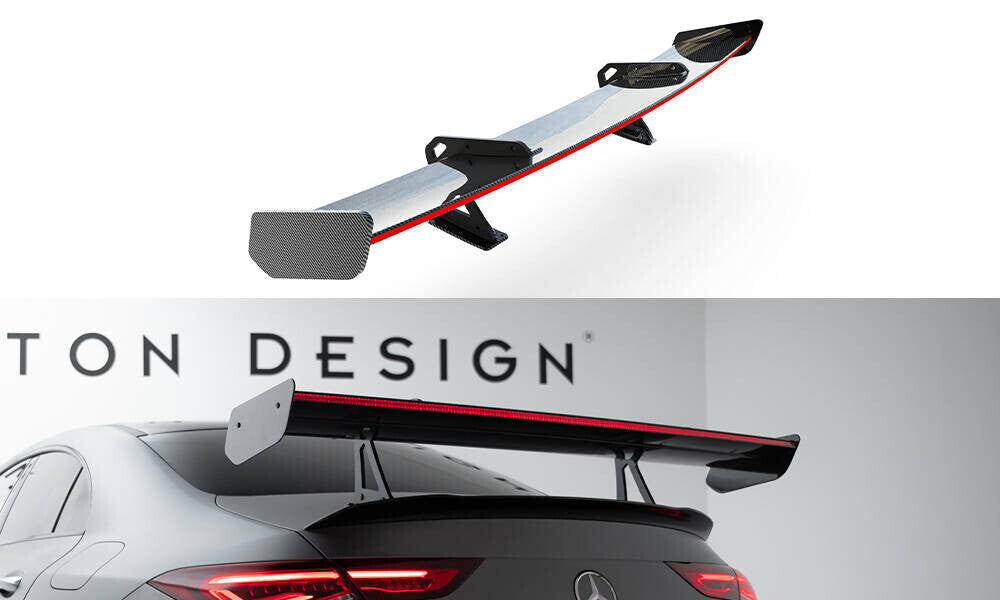 Carbon Heckspoiler Heckflügel mit Schwan Halterung + LED passend für Mercedes CLA Coupe C118 / C118 FL