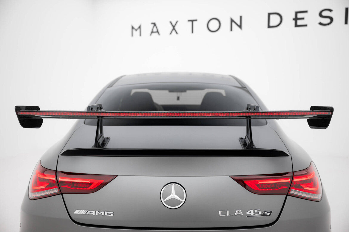 Carbon Heckspoiler Heckflügel mit Schwan Halterung + LED passend für Mercedes CLA Coupe C118 / C118 FL