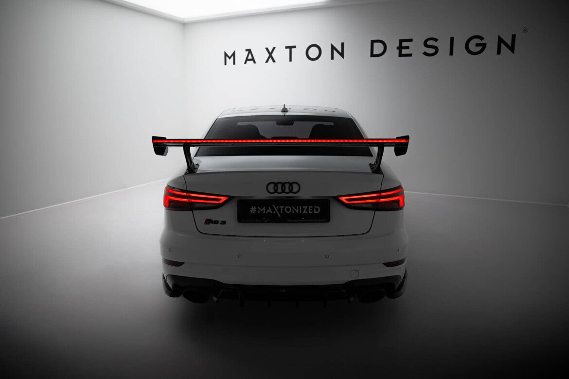 Carbon Heckspoiler Heckflügel Standfuß Außen + LED passend für Audi A3 / A3 S-Line / S3 / RS3 Limousine 8V / 8V FL