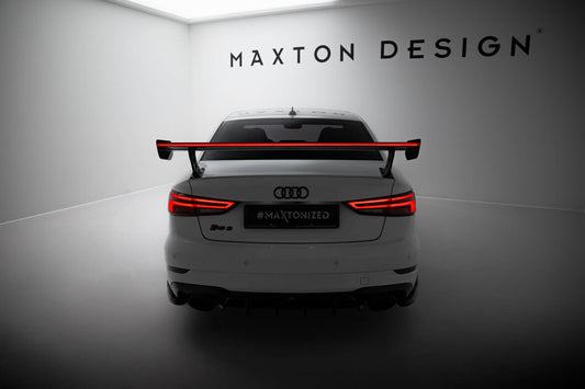 Carbon Heckspoiler Heckflügel Standfuß Außen + LED passend für Audi A3 / A3 S-Line / S3 / RS3 Limousine 8V / 8V FL