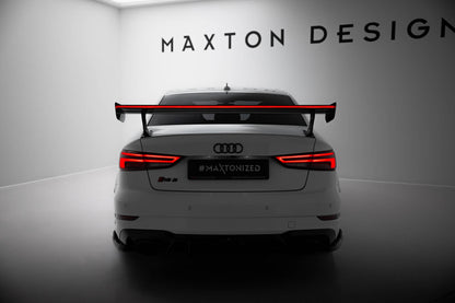 Carbon Heckspoiler Heckflügel Standfuß Außen + LED passend für Audi A3 / A3 S-Line / S3 / RS3 Limousine 8V / 8V FL