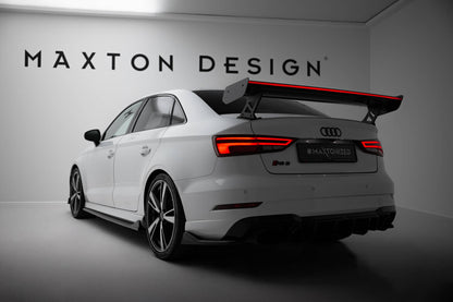 Carbon Heckspoiler Heckflügel Standfuß Außen + LED passend für Audi A3 / A3 S-Line / S3 / RS3 Limousine 8V / 8V FL