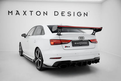 Carbon Heckspoiler Heckflügel Standfuß Außen + LED passend für Audi A3 / A3 S-Line / S3 / RS3 Limousine 8V / 8V FL