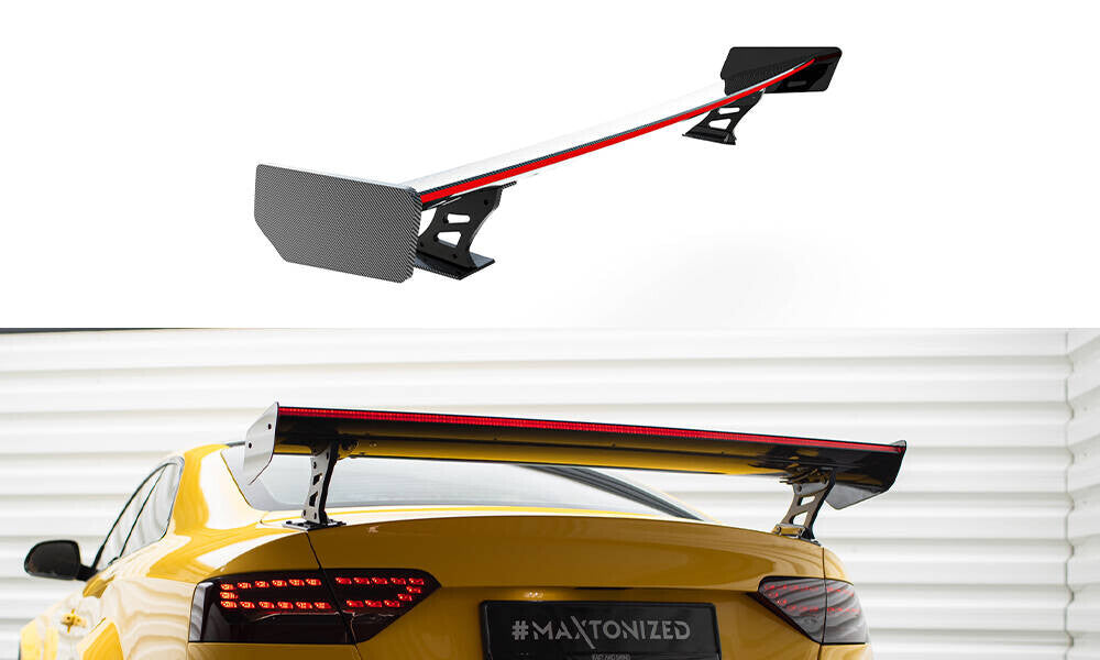 Carbon Heckspoiler Heckflügel Standfuß Außen + LED passend für Audi A5 Coupe 8T
