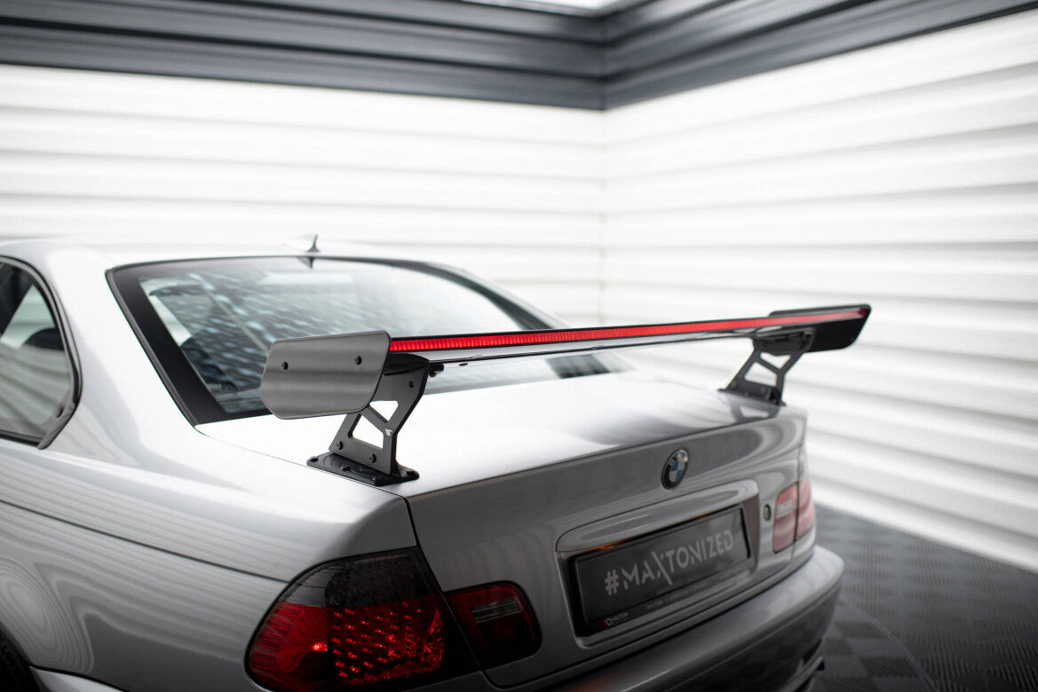 Carbon Heckspoiler Heckflügel Standfuß Außen + LED passend für BMW 3er Coupe E46