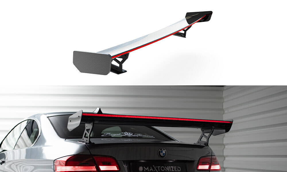 Carbon Heckspoiler Heckflügel Standfuß Außen + LED passend für BMW 3er / M3 Coupe E92