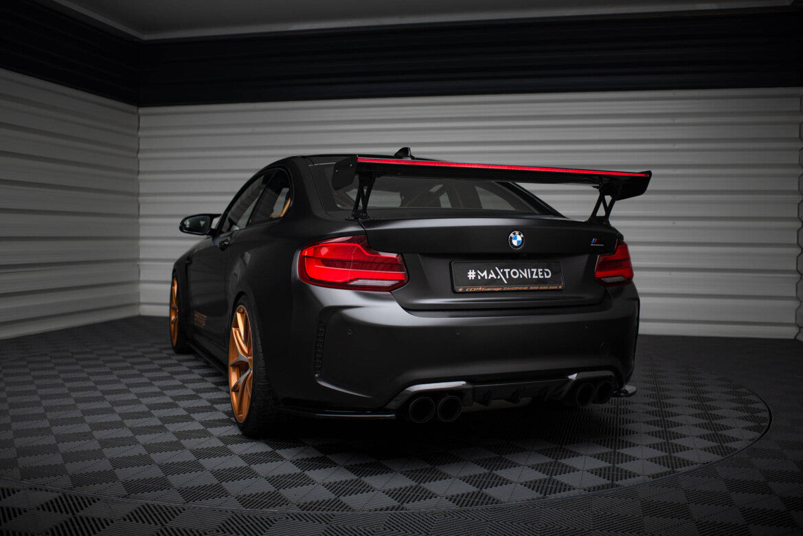 Carbon Heckspoiler Heckflügel Standfuß Außen + LED passend für BMW M2 F87 / 2 / 2 M-Paket F22