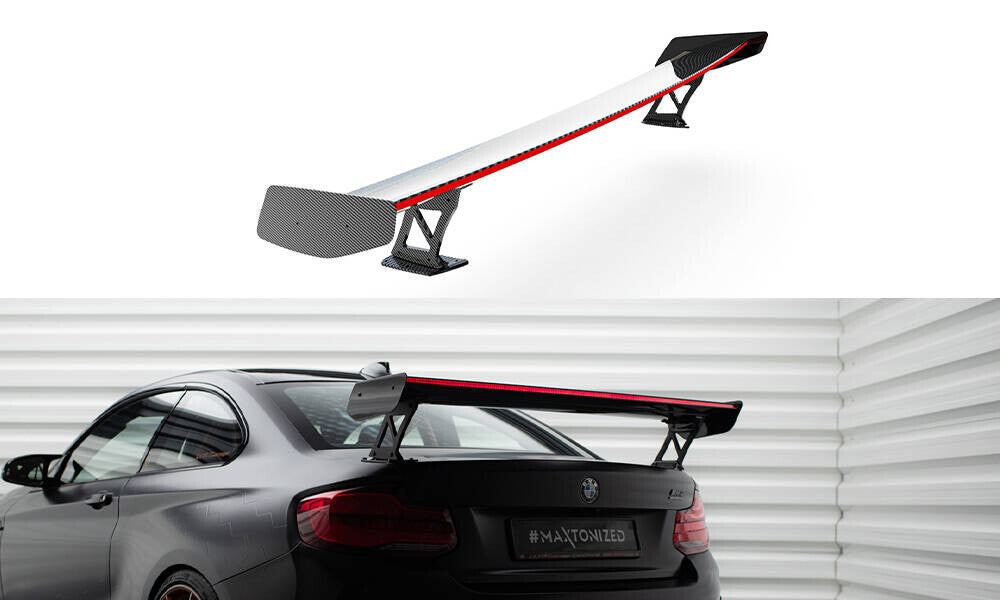 Carbon Heckspoiler Heckflügel Standfuß Außen + LED passend für BMW M2 F87 / 2 / 2 M-Paket F22