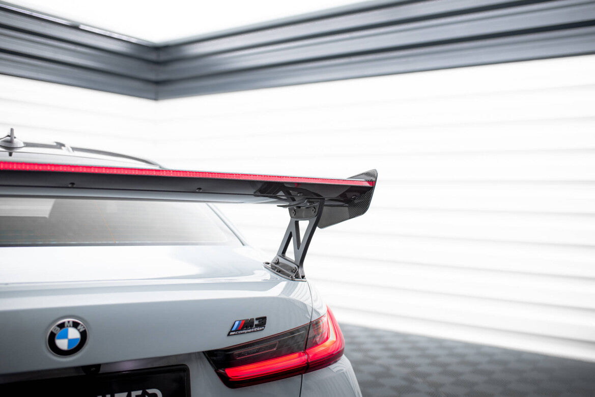 Carbon Heckspoiler Heckflügel Standfuß Außen + LED passend für BMW M3 G80 / M340i G20 / 3 M-Paket G20 / 3 Standard G20