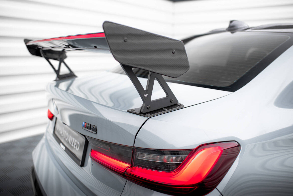 Carbon Heckspoiler Heckflügel Standfuß Außen + LED passend für BMW M3 G80 / M340i G20 / 3 M-Paket G20 / 3 Standard G20