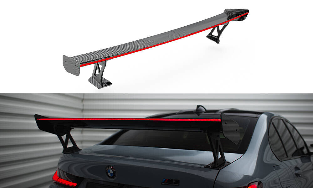 Carbon Heckspoiler Heckflügel Standfuß Außen + LED passend für BMW M3 G80 / M340i G20 / 3 M-Paket G20 / 3 Standard G20