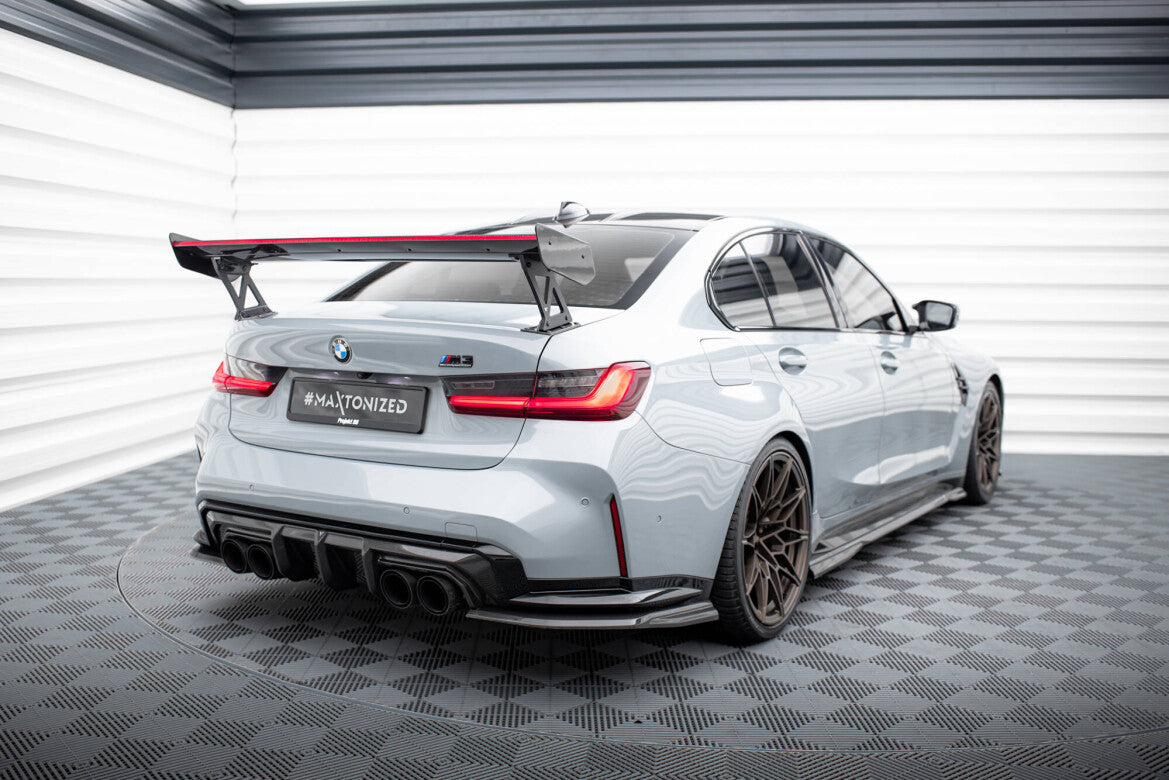 Carbon Heckspoiler Heckflügel Standfuß Außen + LED passend für BMW M3 G80 / M340i G20 / 3 M-Paket G20 / 3 Standard G20