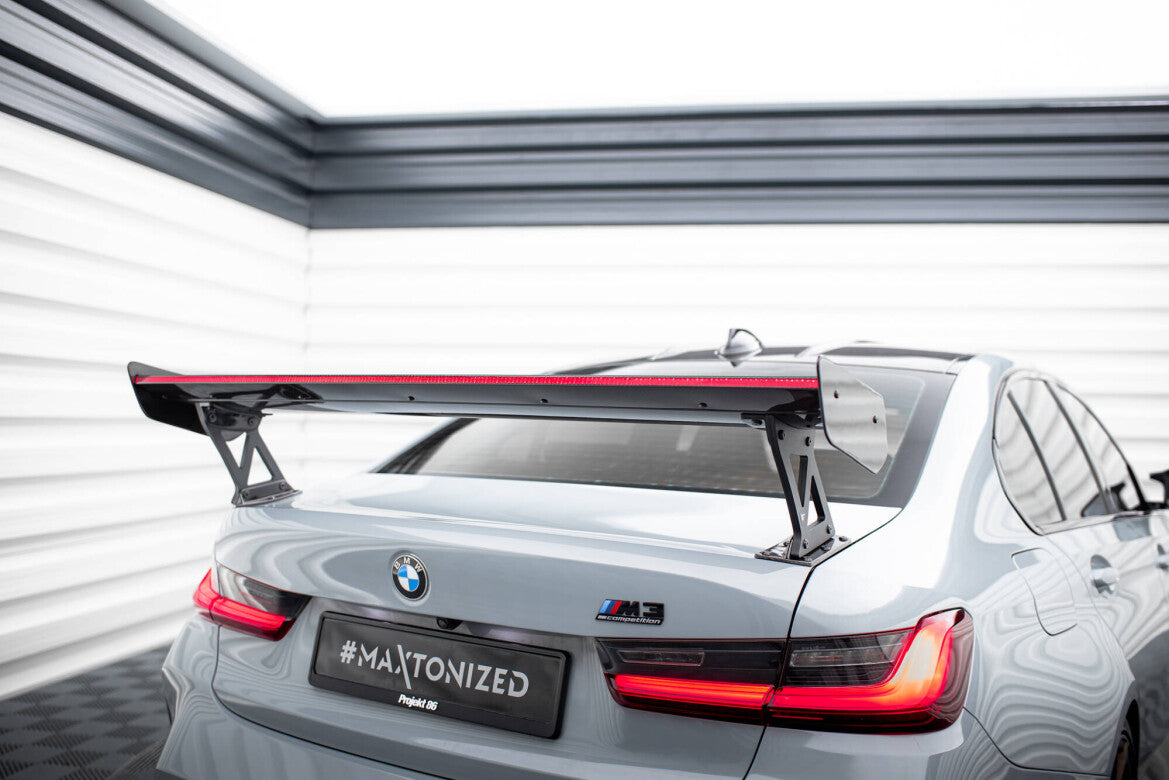 Carbon Heckspoiler Heckflügel Standfuß Außen + LED passend für BMW M3 G80 / M340i G20 / 3 M-Paket G20 / 3 Standard G20