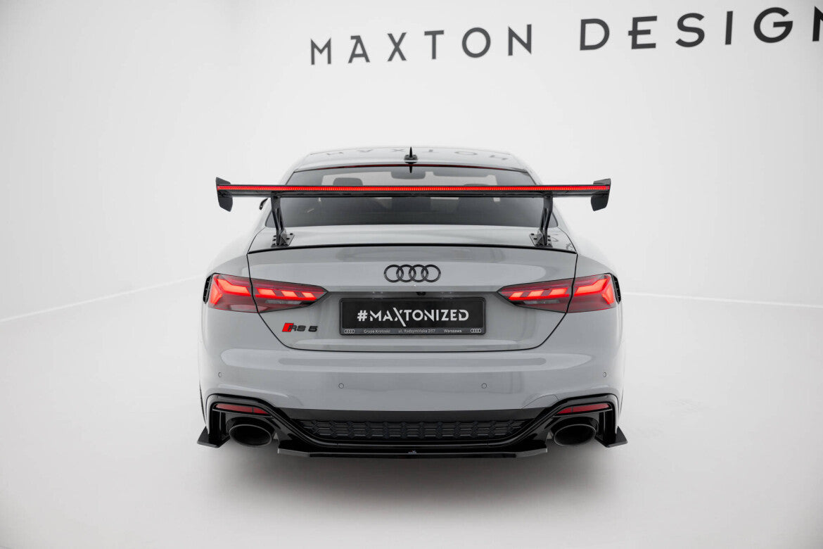 Carbon Heckspoiler Heckflügel Standfuß Außen V.1 + LED passend für Audi A5 / A5 S-Line / S5 / RS5 Coupe F5 / F5 FL
