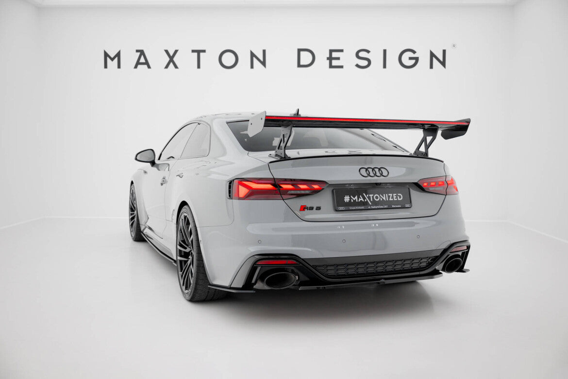 Carbon Heckspoiler Heckflügel Standfuß Außen V.1 + LED passend für Audi A5 / A5 S-Line / S5 / RS5 Coupe F5 / F5 FL