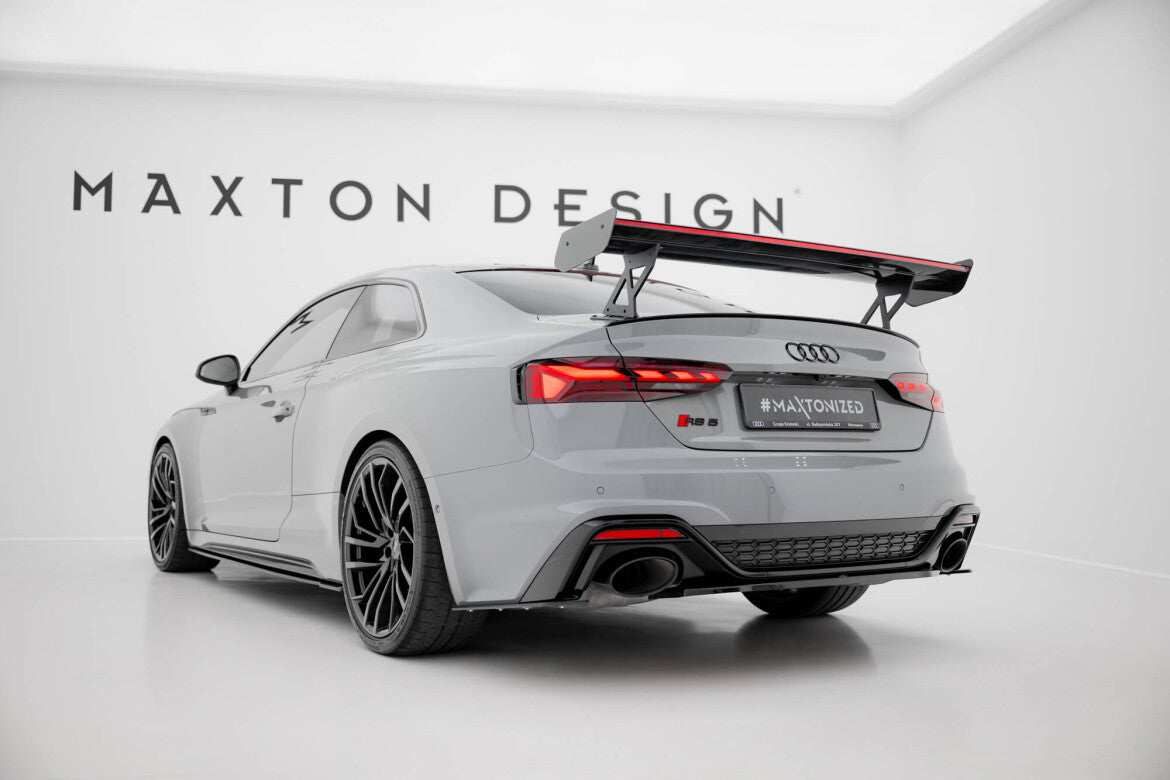 Carbon Heckspoiler Heckflügel Standfuß Außen V.1 + LED passend für Audi A5 / A5 S-Line / S5 / RS5 Coupe F5 / F5 FL
