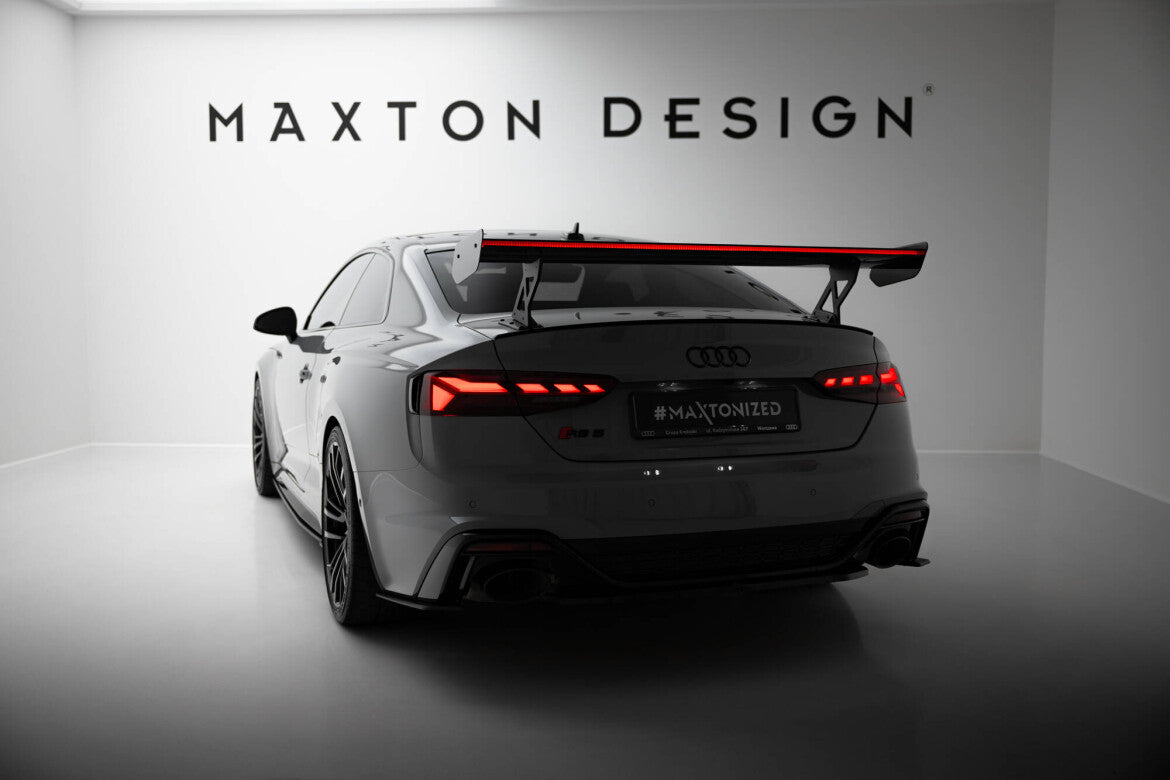 Carbon Heckspoiler Heckflügel Standfuß Außen V.1 + LED passend für Audi A5 / A5 S-Line / S5 / RS5 Coupe F5 / F5 FL