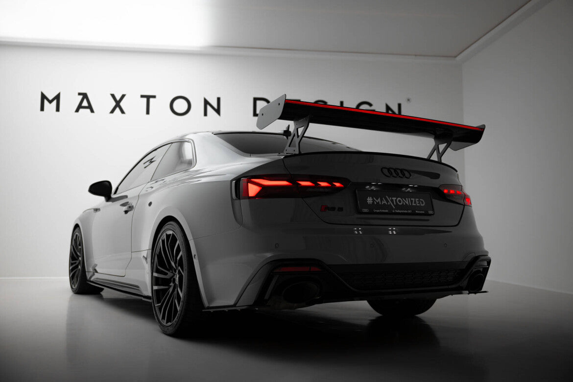 Carbon Heckspoiler Heckflügel Standfuß Außen V.1 + LED passend für Audi A5 / A5 S-Line / S5 / RS5 Coupe F5 / F5 FL