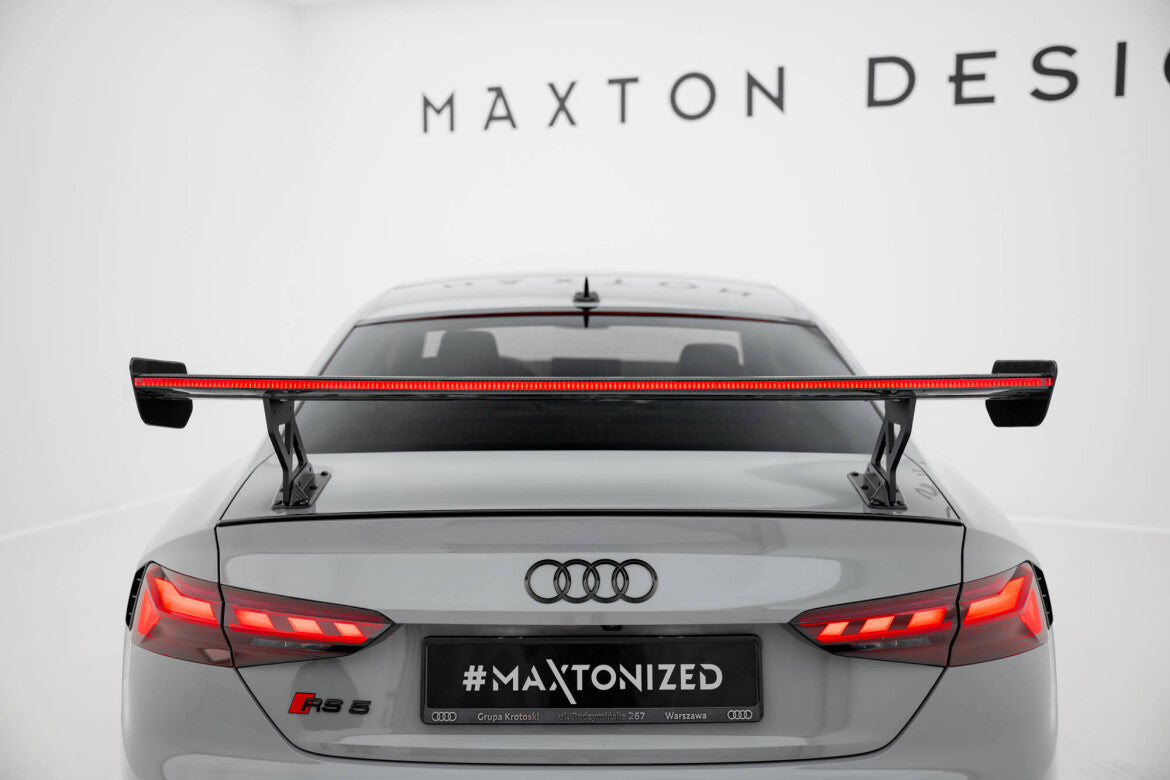 Carbon Heckspoiler Heckflügel Standfuß Außen V.1 + LED passend für Audi A5 / A5 S-Line / S5 / RS5 Coupe F5 / F5 FL