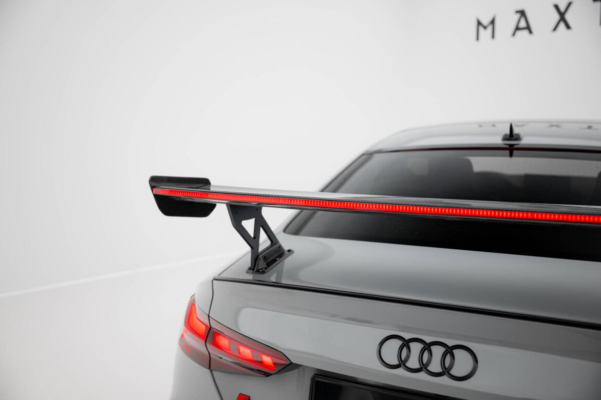 Carbon Heckspoiler Heckflügel Standfuß Außen V.1 + LED passend für Audi A5 / A5 S-Line / S5 / RS5 Coupe F5 / F5 FL