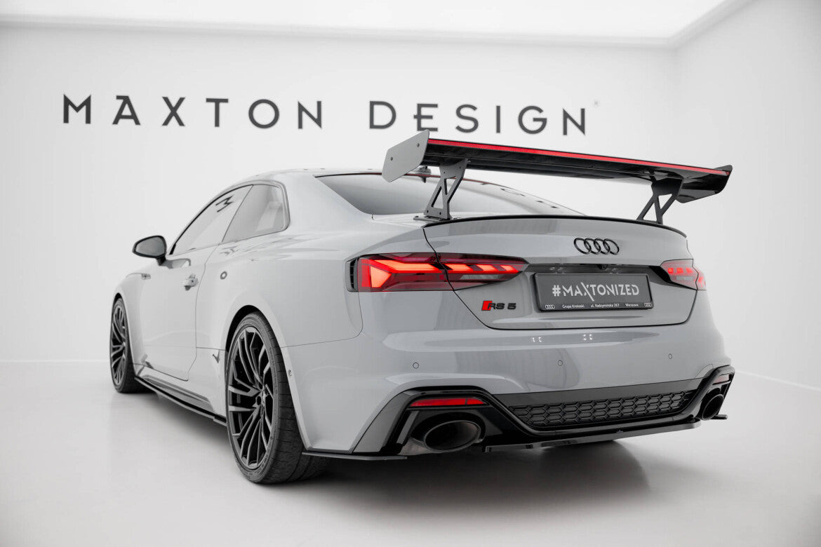 Carbon Heckspoiler Heckflügel Standfuß Außen V.1 + LED passend für Audi A5 / A5 S-Line / S5 / RS5 Coupe F5 / F5 FL