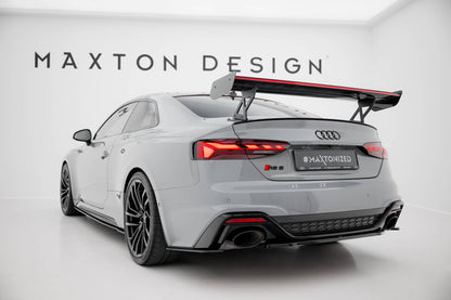 Carbon Heckspoiler Heckflügel Standfuß Außen V.1 + LED passend für Audi A5 / A5 S-Line / S5 / RS5 Coupe F5 / F5 FL