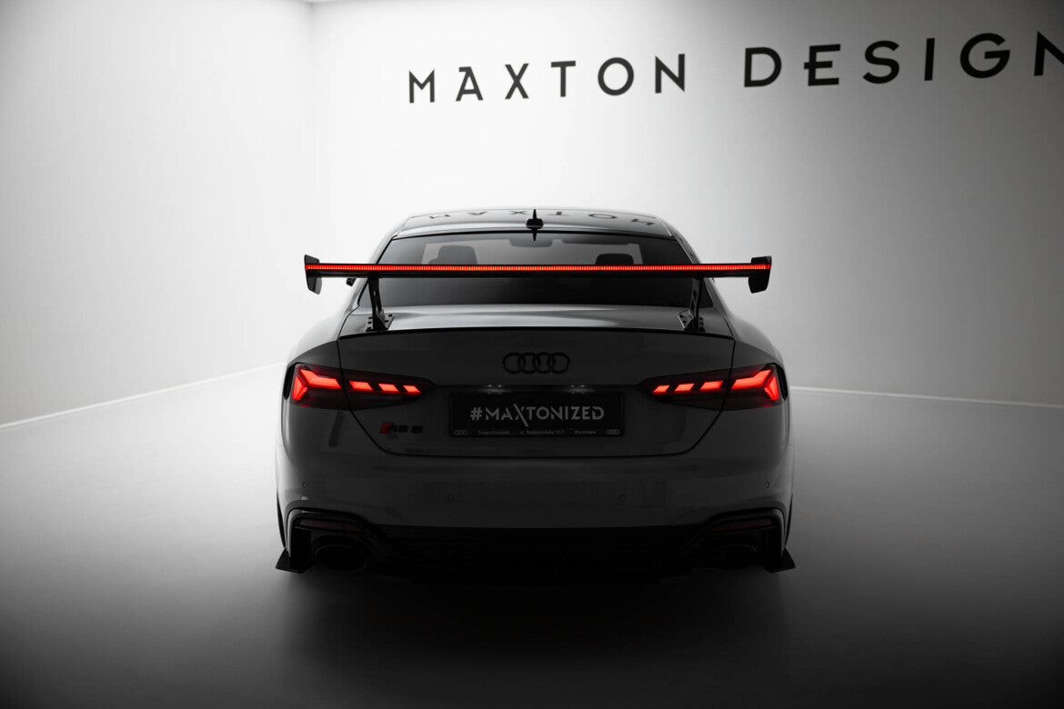 Carbon Heckspoiler Heckflügel Standfuß Außen V.2 + LED passend für Audi A5 / A5 S-Line / S5 / RS5 Coupe F5 / F5 FL