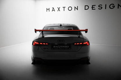 Carbon Heckspoiler Heckflügel Standfuß Außen V.2 + LED passend für Audi A5 / A5 S-Line / S5 / RS5 Coupe F5 / F5 FL