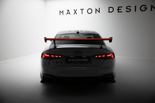 Carbon Heckspoiler Heckflügel Standfuß Außen V.2 + LED passend für Audi A5 / A5 S-Line / S5 / RS5 Coupe F5 / F5 FL