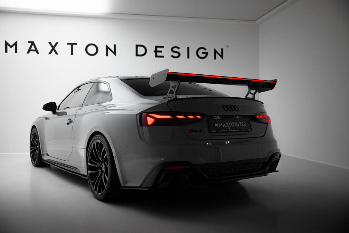 Carbon Heckspoiler Heckflügel Standfuß Außen V.2 + LED passend für Audi A5 / A5 S-Line / S5 / RS5 Coupe F5 / F5 FL